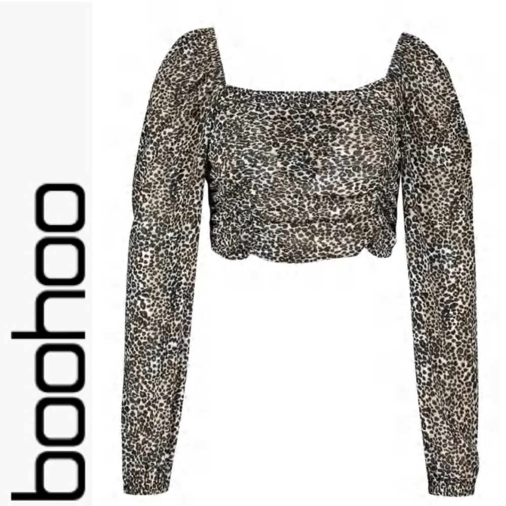 cheetah print blouse/crop top from boohoo
